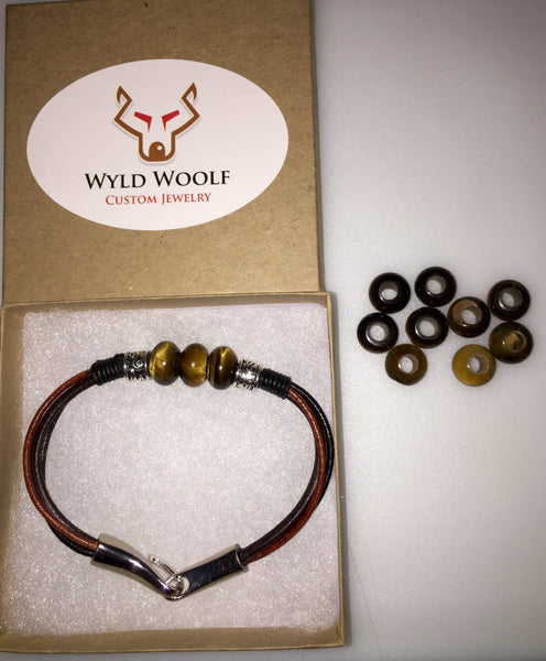 Tiger's Eye gemstone leather cord bracelet